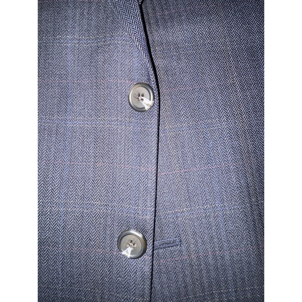 Lauren Ralph Lauren 100% Wool Herringbone Blue Blazer Size 42S - Picture 4 of 16